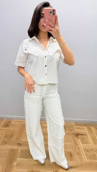 Tasarım Zımbalı Keten Takım