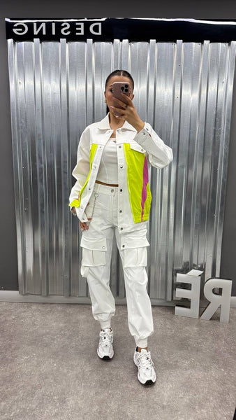 Tasarım Neon Detaylı Denim Ceket