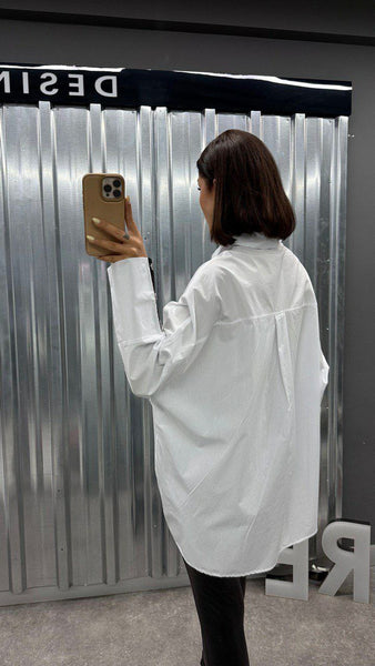 Tasarım Oversize Kayış Detaylı Gömlek