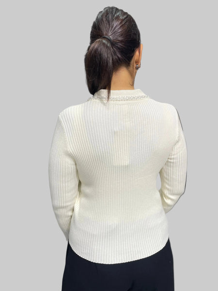 İthal Tasarım Taşlı Yakalı Hırka