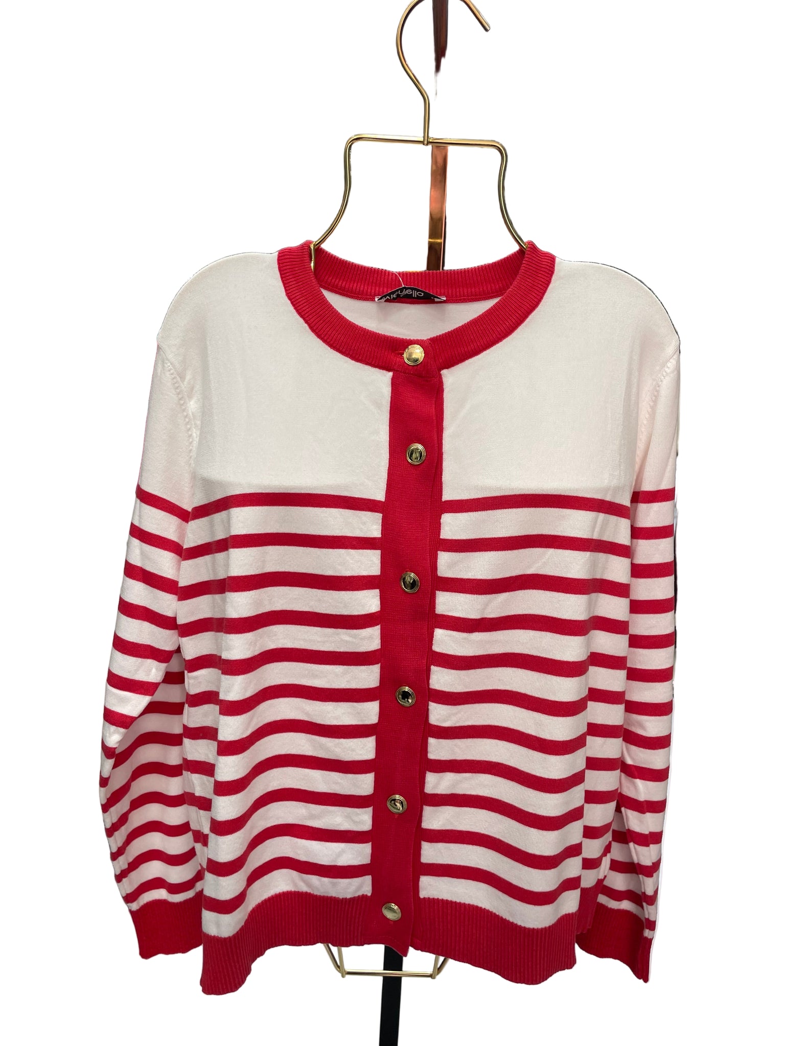 Çizgili Düğmeli Merserize Hırka