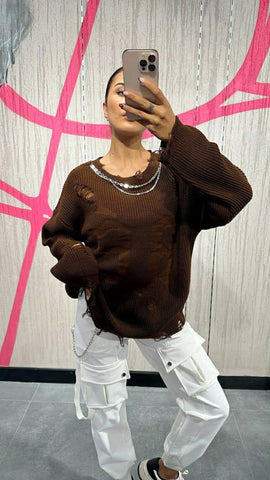 Tasarım Zincir Detaylı Kazak