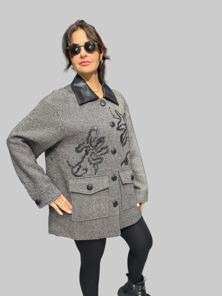 İthal Tasarım Deri Detaylı Kaban