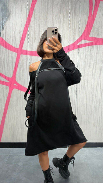 Tasarım Örme Boğaz Detaylı Elbise