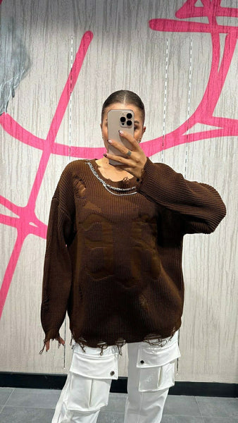 Tasarım Zincir Detaylı Kazak