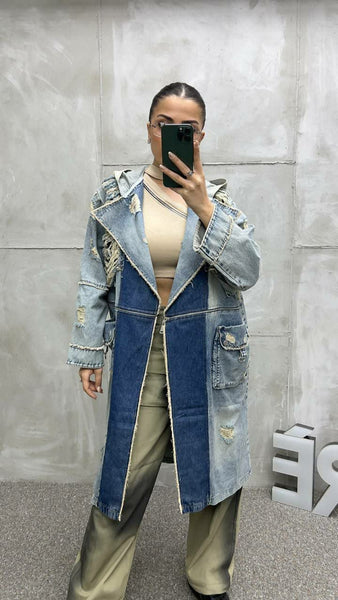 Tasarım Denim Trençkot