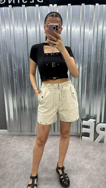 Tasarım Tokalı Crop