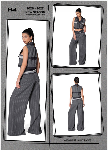 Tasarım Geniş Paça Pantolon -6247-