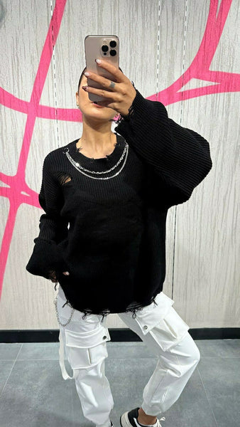 Tasarım Zincir Detaylı Kazak