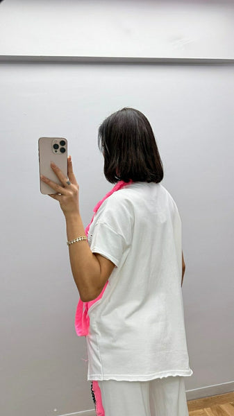 Tasarım Neon Denim Detaylı Tişört