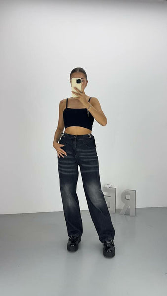 Tasarım Geniş Paça Jean