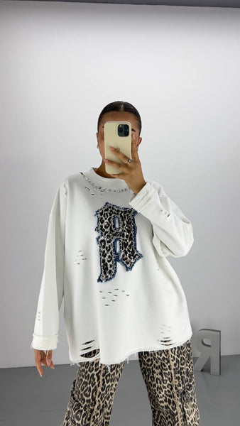 Tasarım Leopar Desenli Oversize Sweat