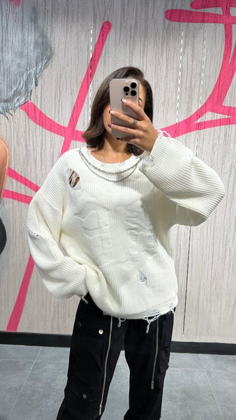 Tasarım Zincir Detaylı Kazak