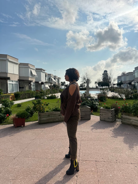 H4 Tasarım Kahve Kazak -4705-