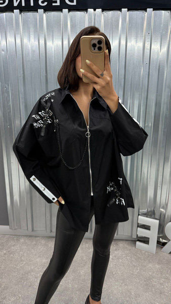 Tasarım Oversize Kayış Detaylı Gömlek