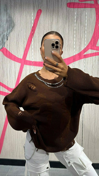 Tasarım Zincir Detaylı Kazak