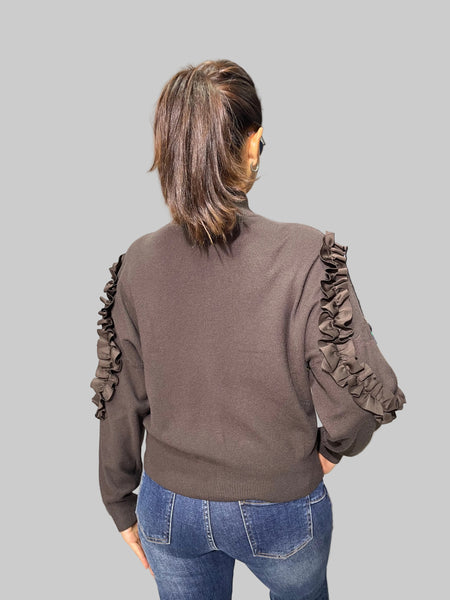 İthal Tasarım Fırfırlı Hırka