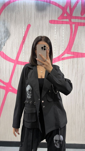 Tasarım Kurukafa Detaylı Ceket