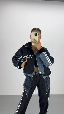 Tasarım Denim Detaylı Bomber Ceket