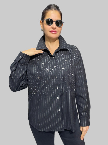 İthal Tasarım Taşlı Gömlek