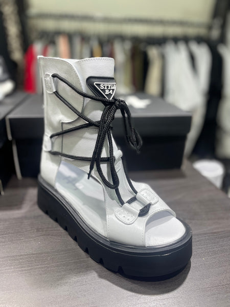 Tasarım Deri Sandalet -5600- Beyaz