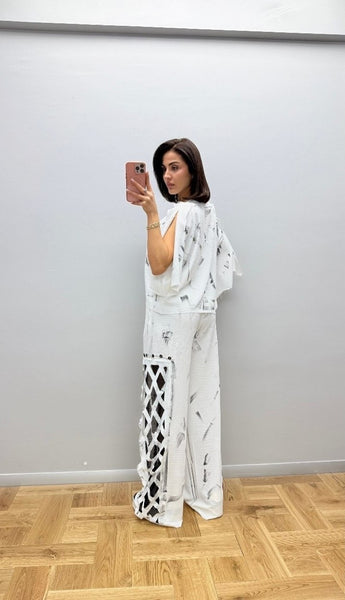 Tasarım Fırça Boyalı Pantolon