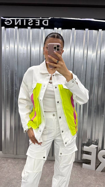 Tasarım Neon Detaylı Denim Ceket