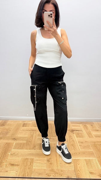 Tasarım Fermuarlı Zincirli Jogger