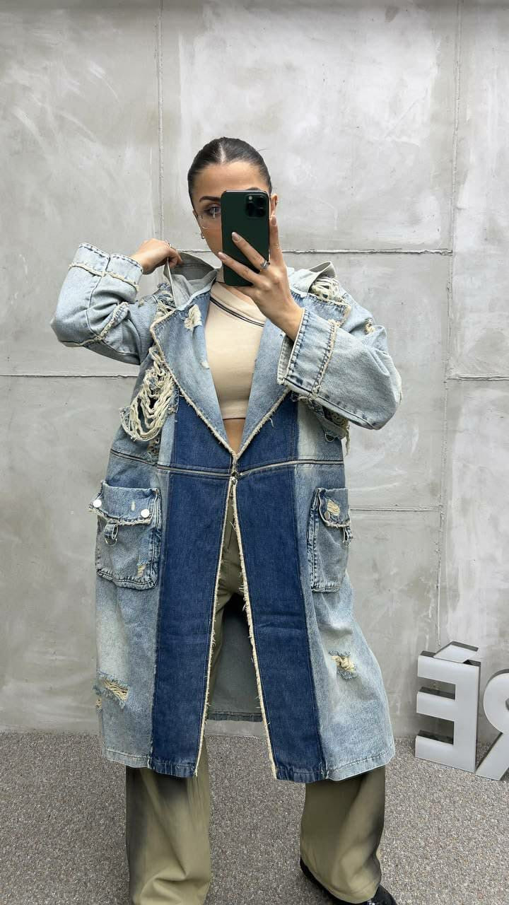 Tasarım Denim Trençkot