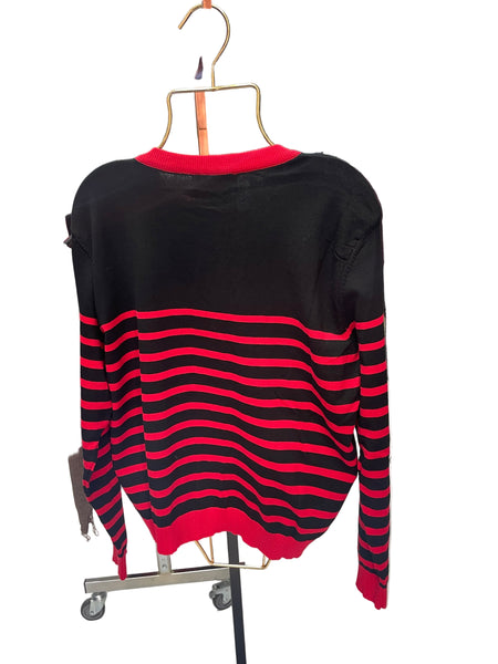 Çizgili Düğmeli Merserize Hırka