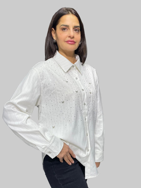 İthal Tasarım Taşlı Gömlek