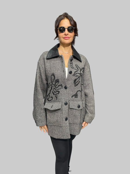 İthal Tasarım Deri Detaylı Kaban