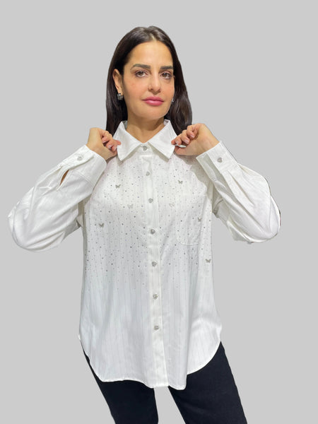 İthal Tasarım Taşlı Gömlek