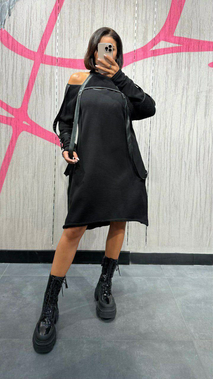 Tasarım Örme Boğaz Detaylı Elbise