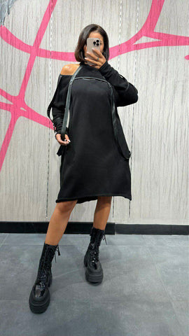 Tasarım Örme Boğaz Detaylı Elbise