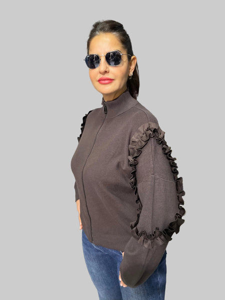 İthal Tasarım Fırfırlı Hırka