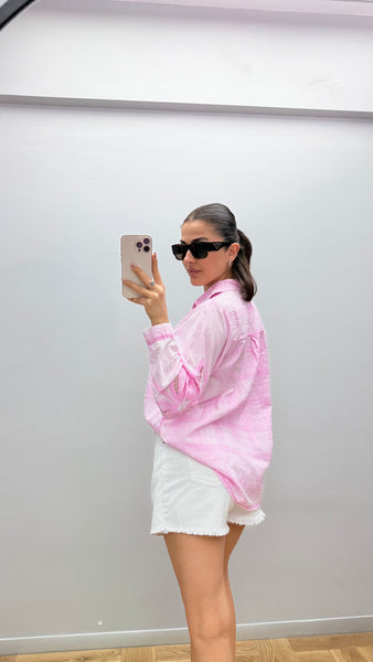 İthal Tasarım Kendinden Nakışlı Gömlek