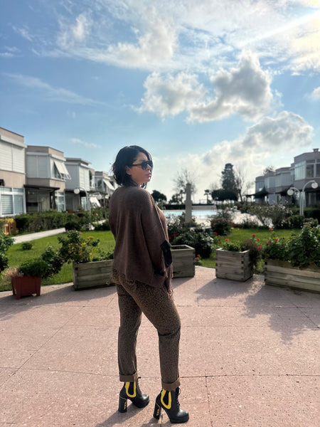 H4 Tasarım Kahve Kazak -4705-