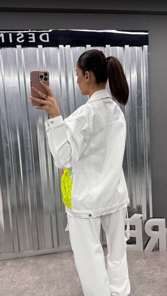 Tasarım Neon Detaylı Denim Ceket
