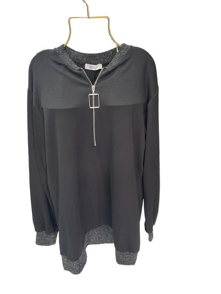 Tasarım Harf Fermuarlı Ribanalı Sweat