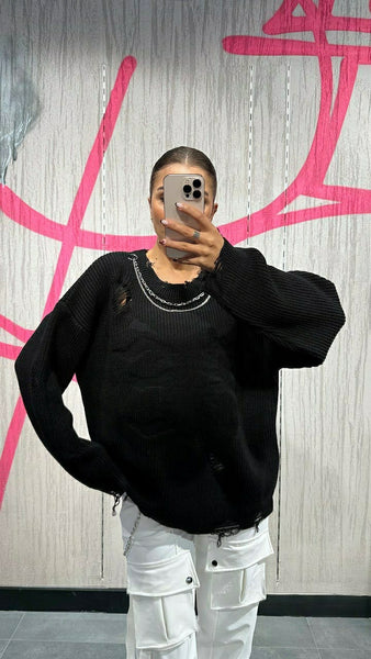 Tasarım Zincir Detaylı Kazak