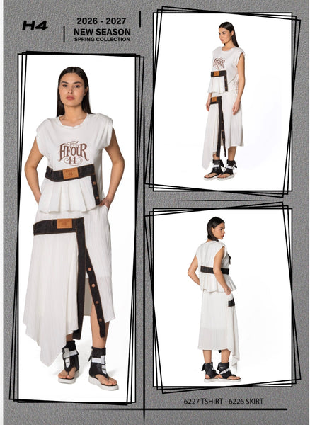 Tasarım Denim Detaylı Etek -6226-