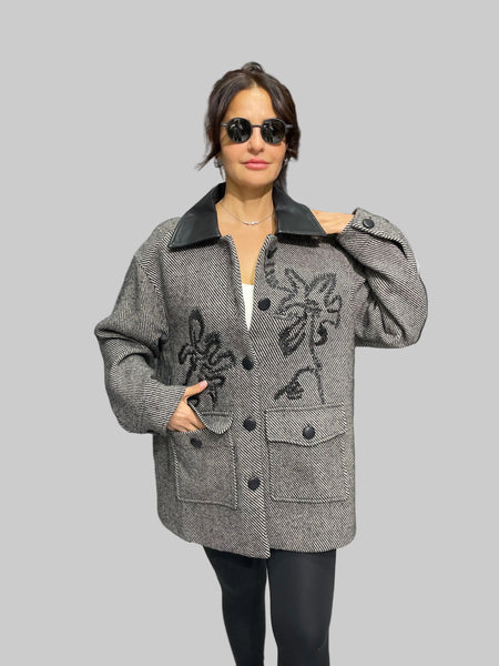 İthal Tasarım Deri Detaylı Kaban