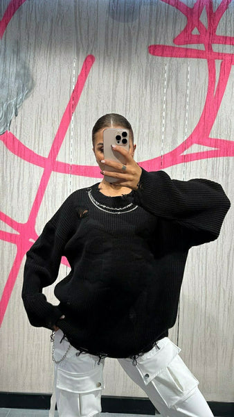 Tasarım Zincir Detaylı Kazak