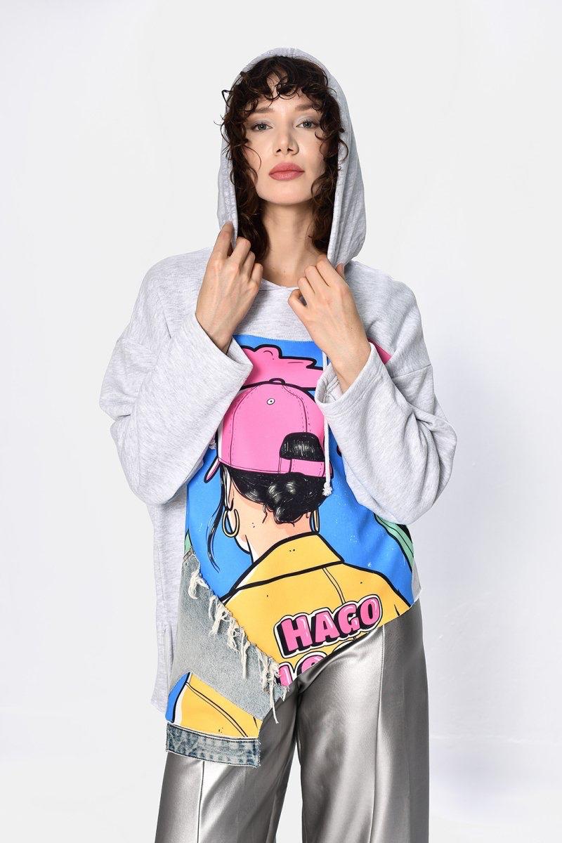 Tasarım Asimetrik Oversize Sweat