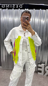Tasarım Neon Detaylı Denim Ceket
