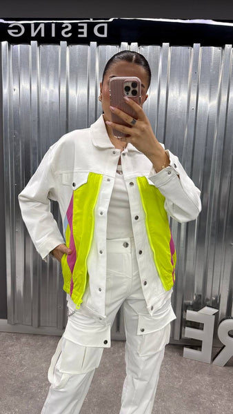 Tasarım Neon Detaylı Denim Ceket
