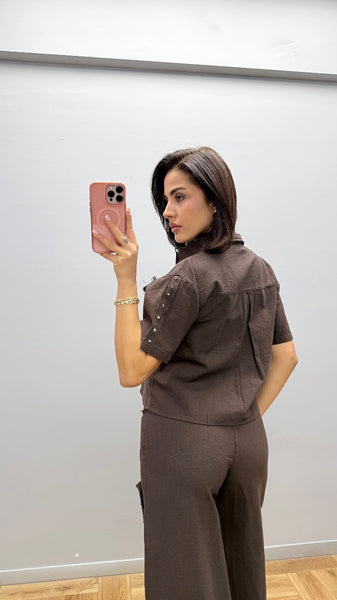 Tasarım Zımbalı Keten Takım