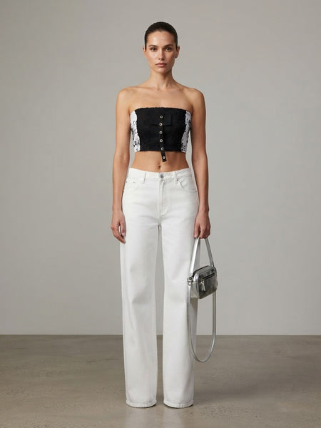 Tasarım Dantel Detaylı Crop