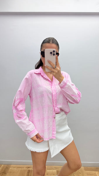 İthal Tasarım Kendinden Nakışlı Gömlek